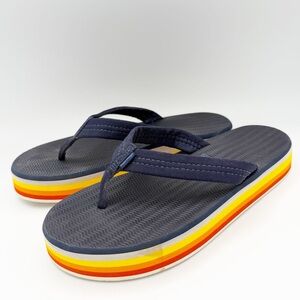 Hari Mari Dunes Sunset Flip Flops Navy Platform Sandals Size 8